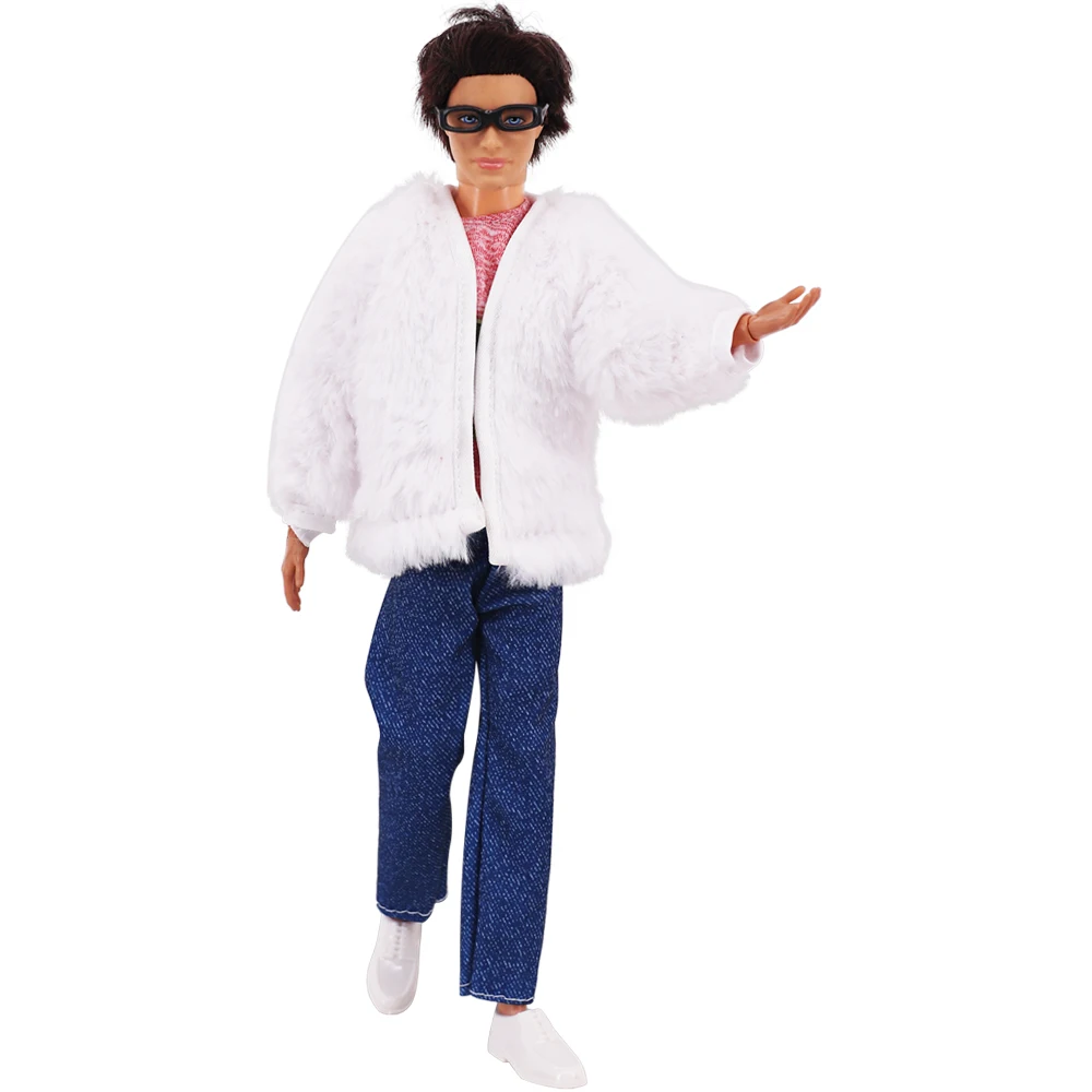 Doll Clothes Fur Coat Beach Pants Casual Clothes For barbies Ken Dolls Accessories Glasses 30cm Boy Prince's Clothing Sweater