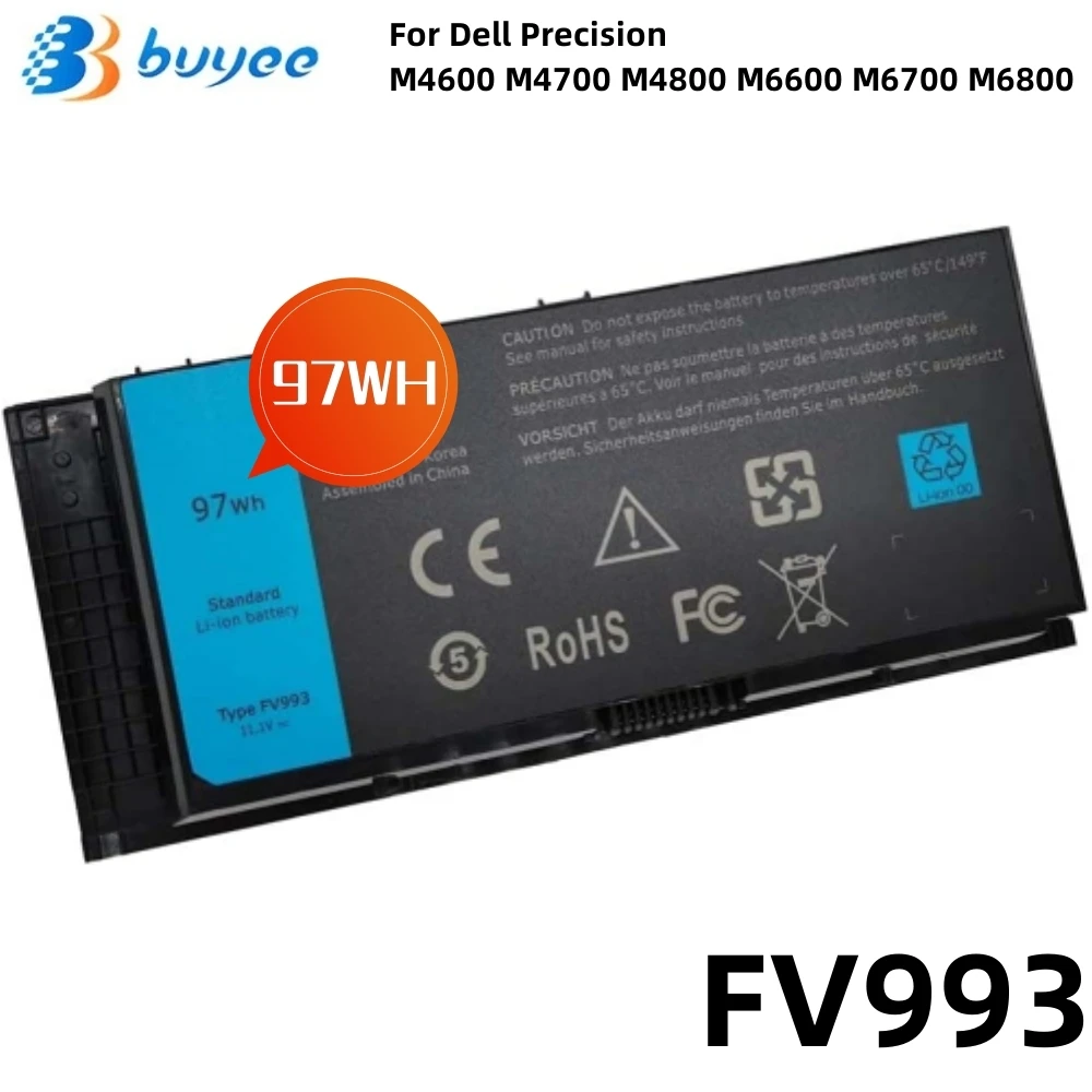 

New FV993 11.1V 97WH Laptop Battery For Dell Precision M4600 M4700 M4800 M6600 M6700 M6800 Mobile WorkStation H1MNH 97KRM 9-Cell