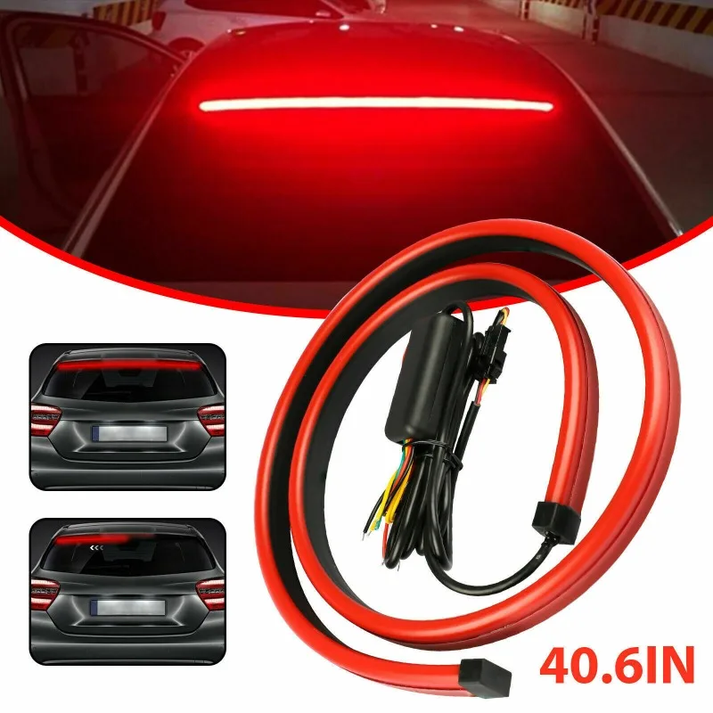 Car Additional Brake Lights High Position Multi-mode Rear Tail Warning Turn Signal Running Lamp Universal 12V Flexible LED Strip