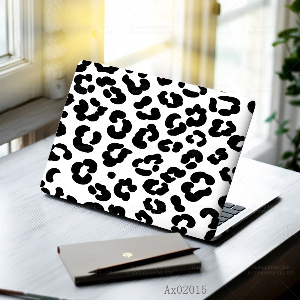 2 pcs Aesthetic Light Leopard Laptop Stickers Set Self-Adhesive Removable Laptop Covers for MacBook Notebook Protective Skins