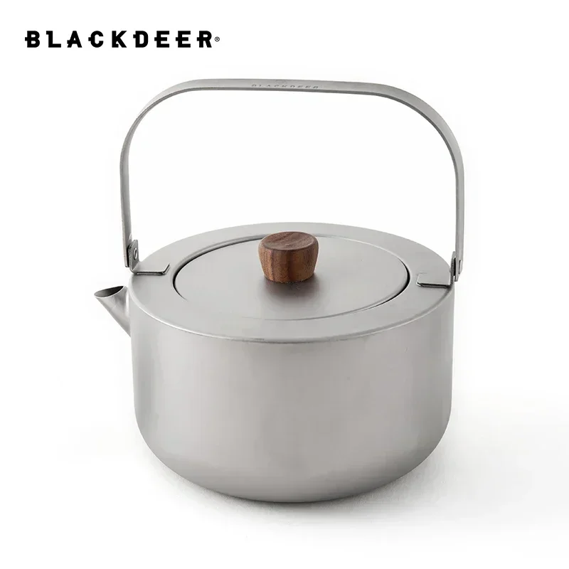 BLACK-DEER Ultralight Titanium Kettle 1200ml, Foldable Handle Kettle Tea For Outdoor Camping Hiking & Backpacking 209g