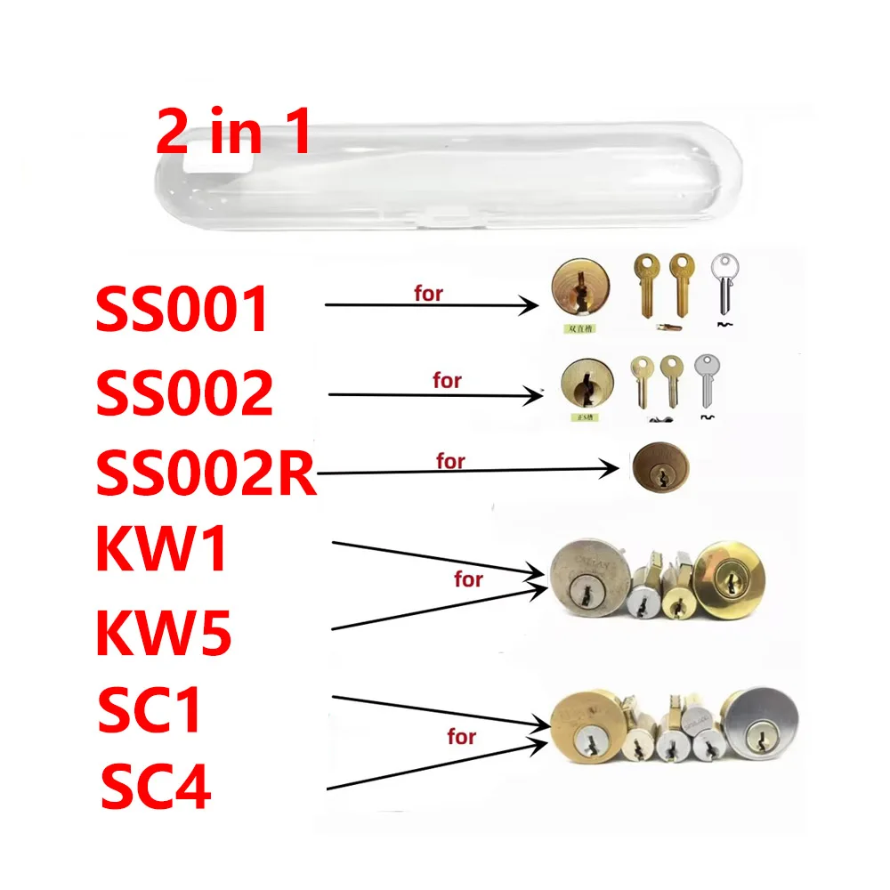 Lishi 2 in 1 Tool SS001 SS002 SS002R pro R52 KW1 KW5 SC1 SC4 SC20 M1/MS2 AM5 R52L Locksmith Tools for Door Civil Locks