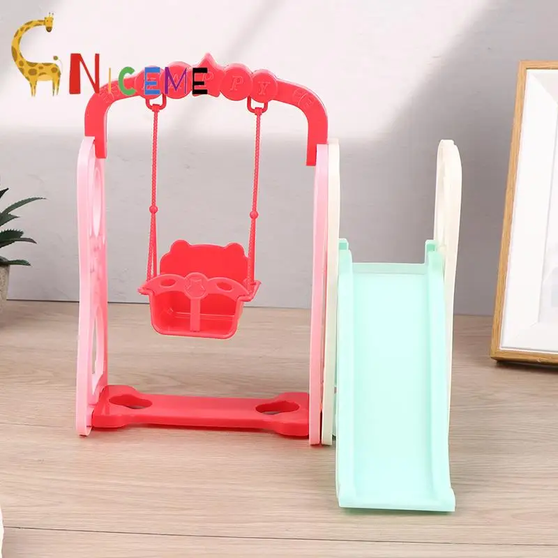 1Set Doll house home scene decoration swing slide suit model decoration amusement park for Children DIY Girls Toys