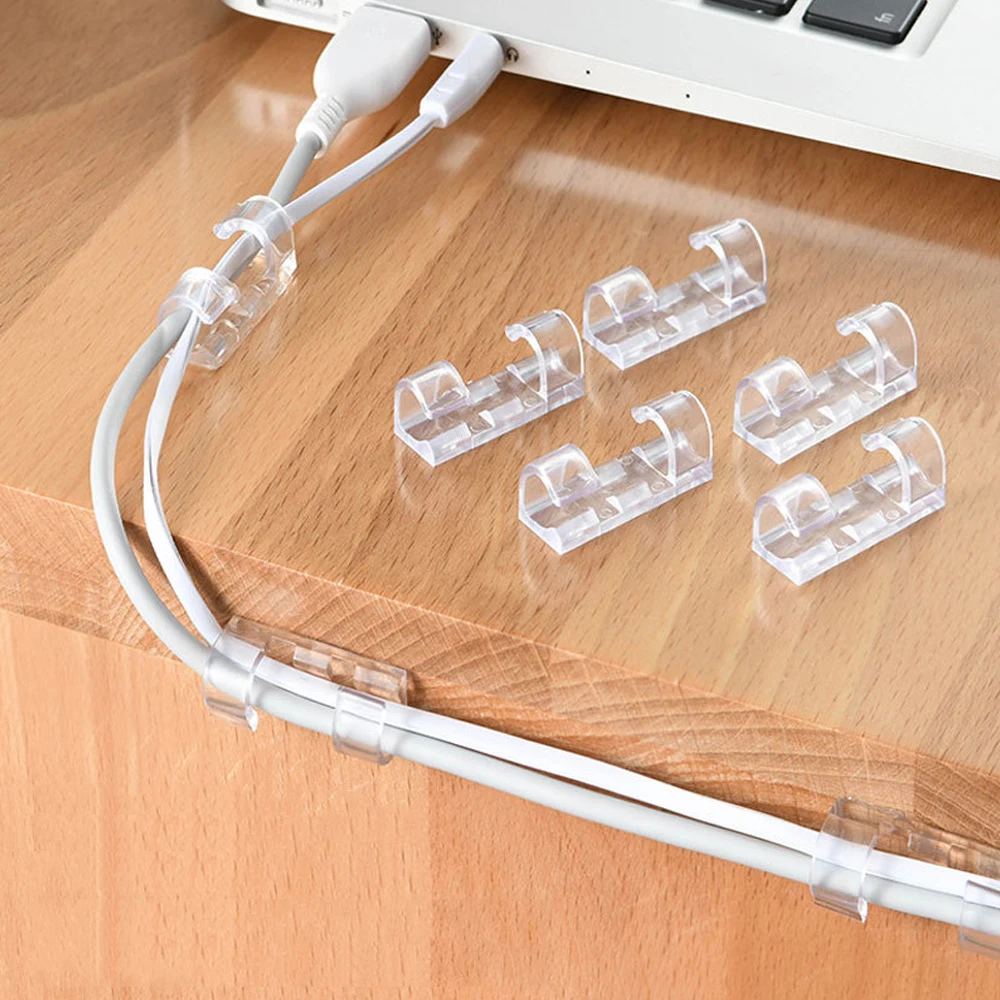 

20pcs Self-Adhesive Cable Manager Fixed Clamp Wire Organizer Cable Clips Buckle Fixer Fastener Data Telephone Line Clips