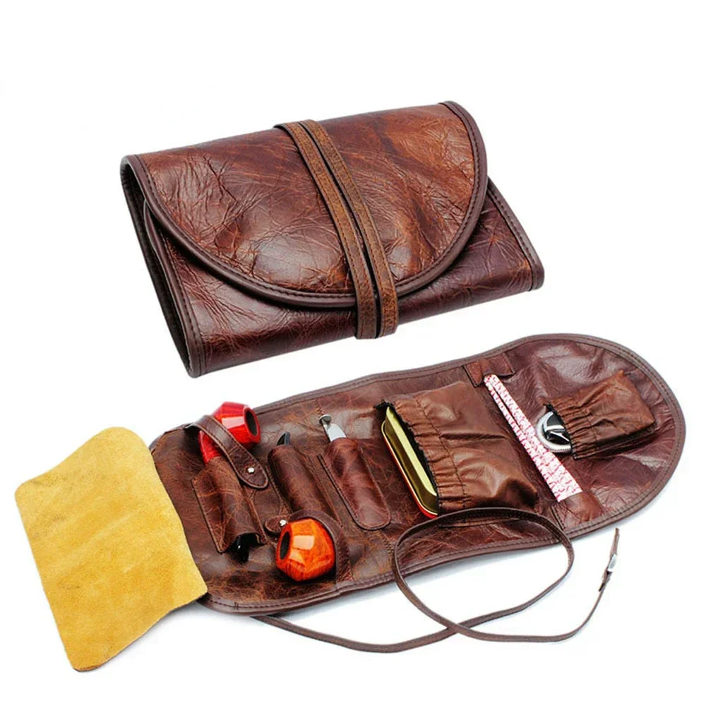 Leather Smoking Tobacco Pipe Pouch Bag Organize Case Cigarette Holder Smoking Paper Holder Case Wallet Bag Pipe Case