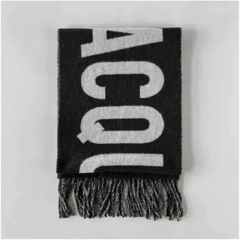 100% Wool Scarf For Women Luxury Brand Monogram Cashmere Pashmina Shawl Winter Female Fashion Warm Letter Neck Scarf Designer