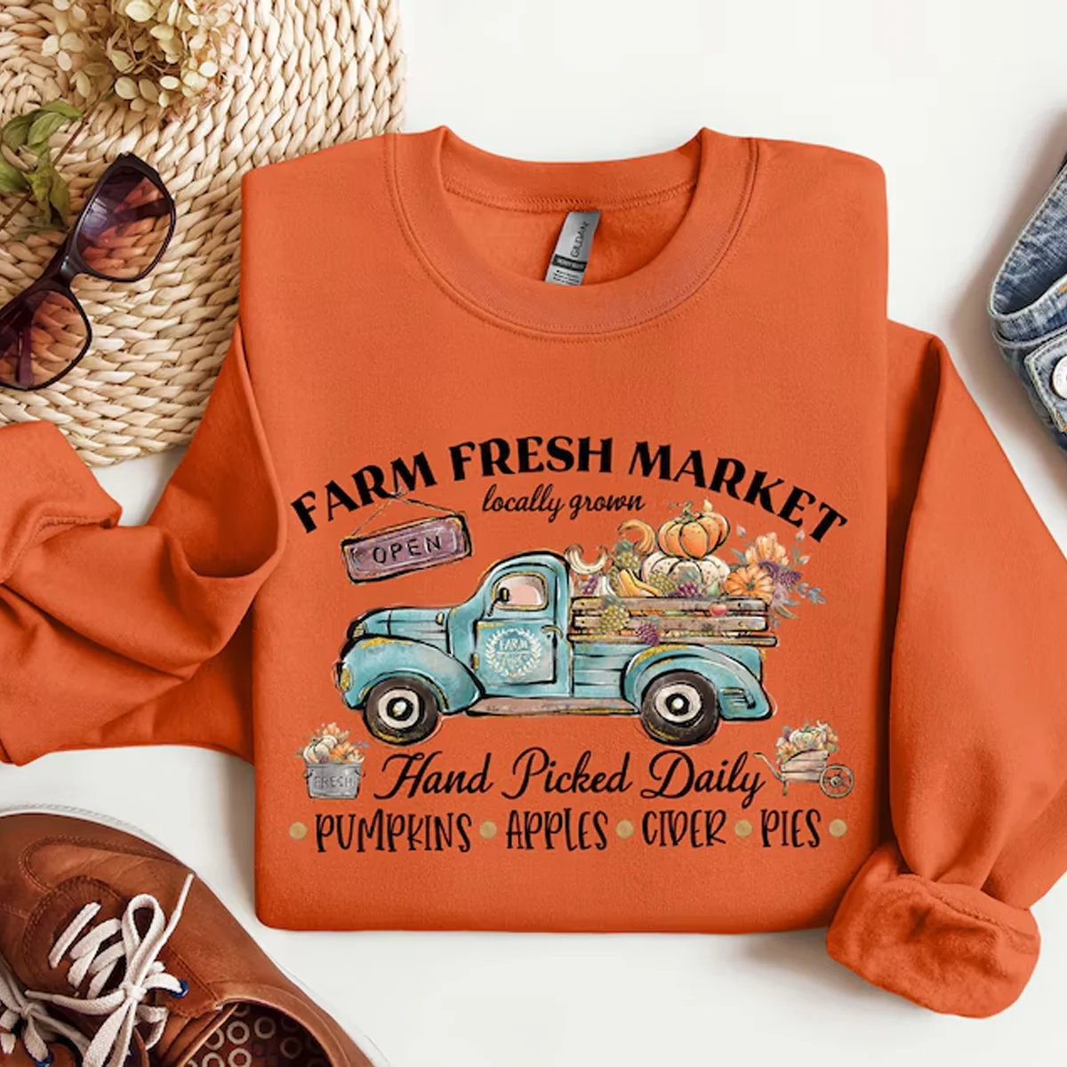 Farm Fresh Pumpkin Sweatshirt Fall Pumpkin Sweatshirt Fall Sweater Pumpkin Patch Sweatshirt Womens Fall Shirt Fall Gift