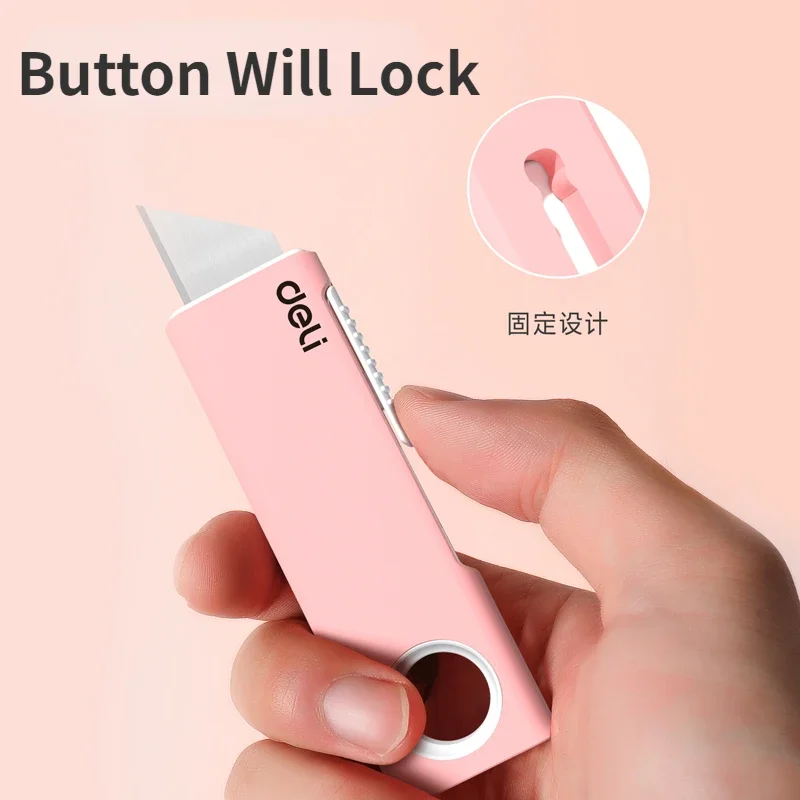 Deli Mini Retractable Utility Knife,Pocket Size SK5 High Carbon Steel Blade Carton Carboard Box Opener Tool Perfect for DIY,Work