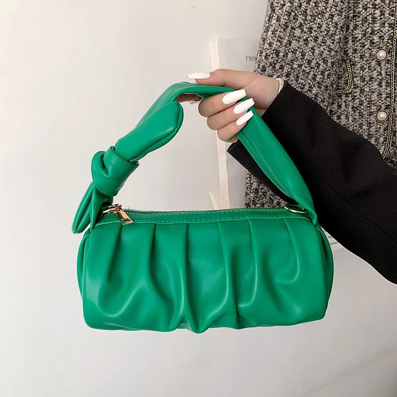 

Новинка 2024 года, женская весенне-летняя сумка через плечо с цепочкой ярких цветов, текстурированная ниша, дизайн, плиссированные сумки-облака