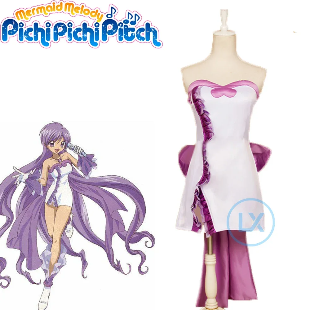 

Anime Mermaid Melody Pichi Pichi Pitch Caren Noel Dress Cosplay Costume With Gloves Custom Halloween Cos Clothes