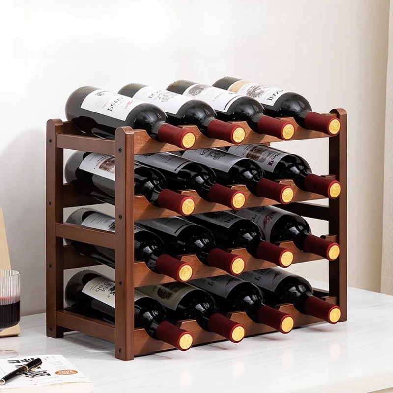 Bamboo Wine Rack Multi Grid Red Wine Display Holder Household Desktop Bottle Storage Racks Bar Bottle Organizer Stand Ornament