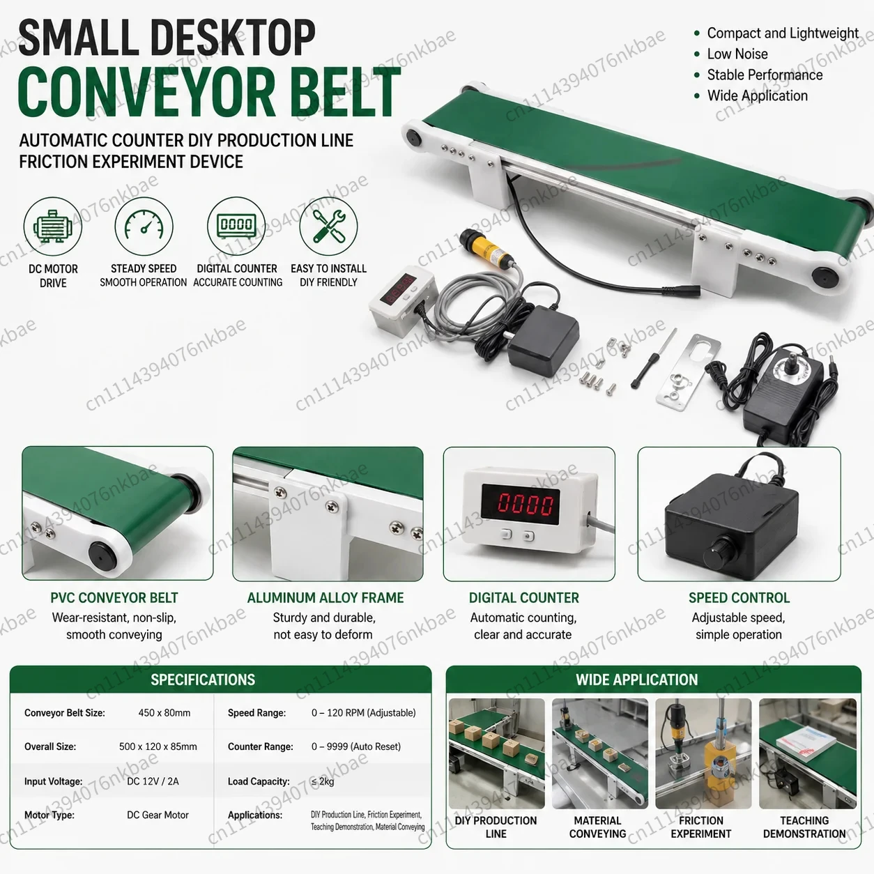 Small Desktop Automatic Counter Conveyor Belt DIY Production Line Friction Experiment Device
