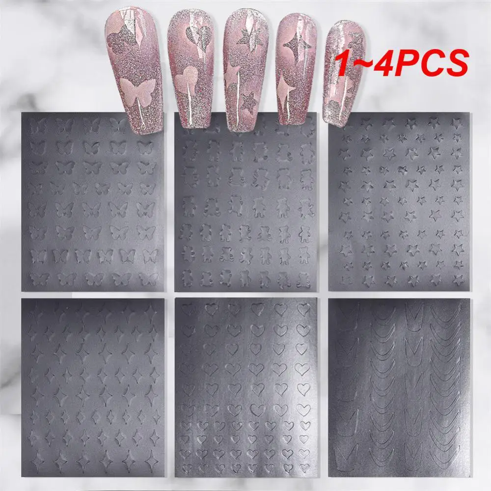 1~4PCS Manicure Supply Suitable For Salon Or Home Use Versatile Trendy Reusable Nail Stencils Trendy Creative Nail Art Nail Art