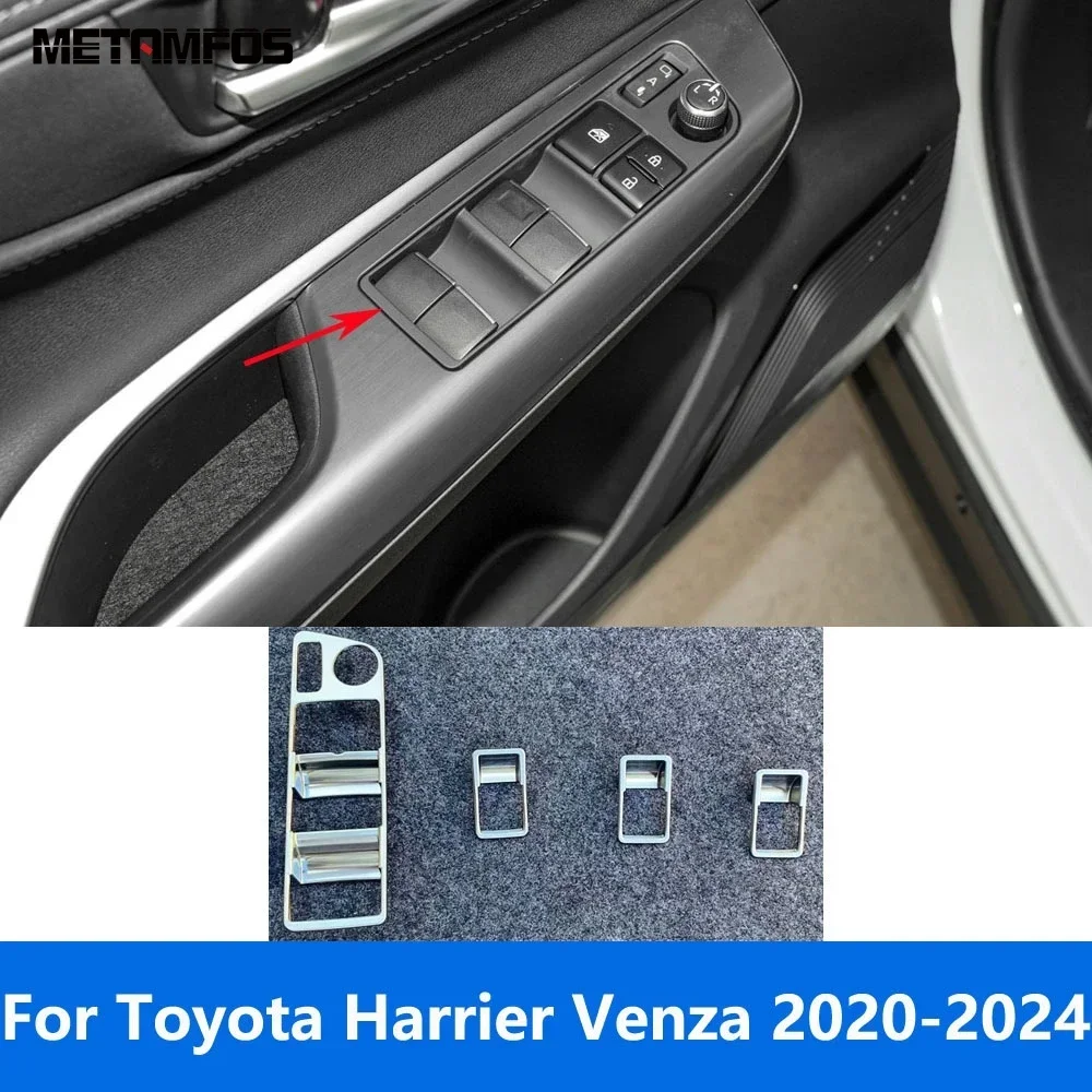 

For Toyota Harrier Venza 2020 2021 2022 2023 2024 Matte Window Lift Switch Cover Trim Inside Armrest Frame Interior Accessories