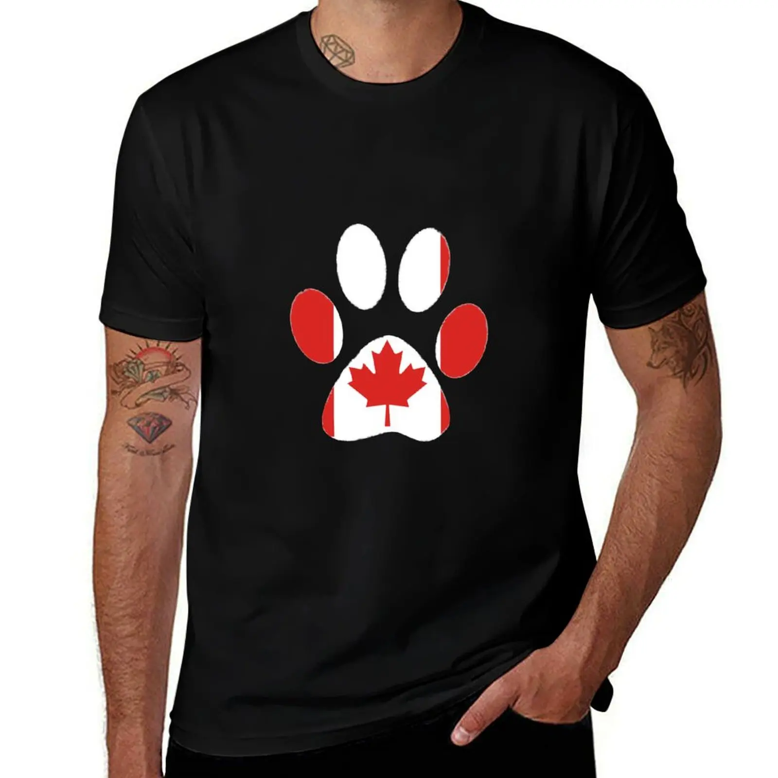 

Canadian Cat/ Dog Paw T-Shirt tops funny gifts vintage graphic tee mens plain t shirts
