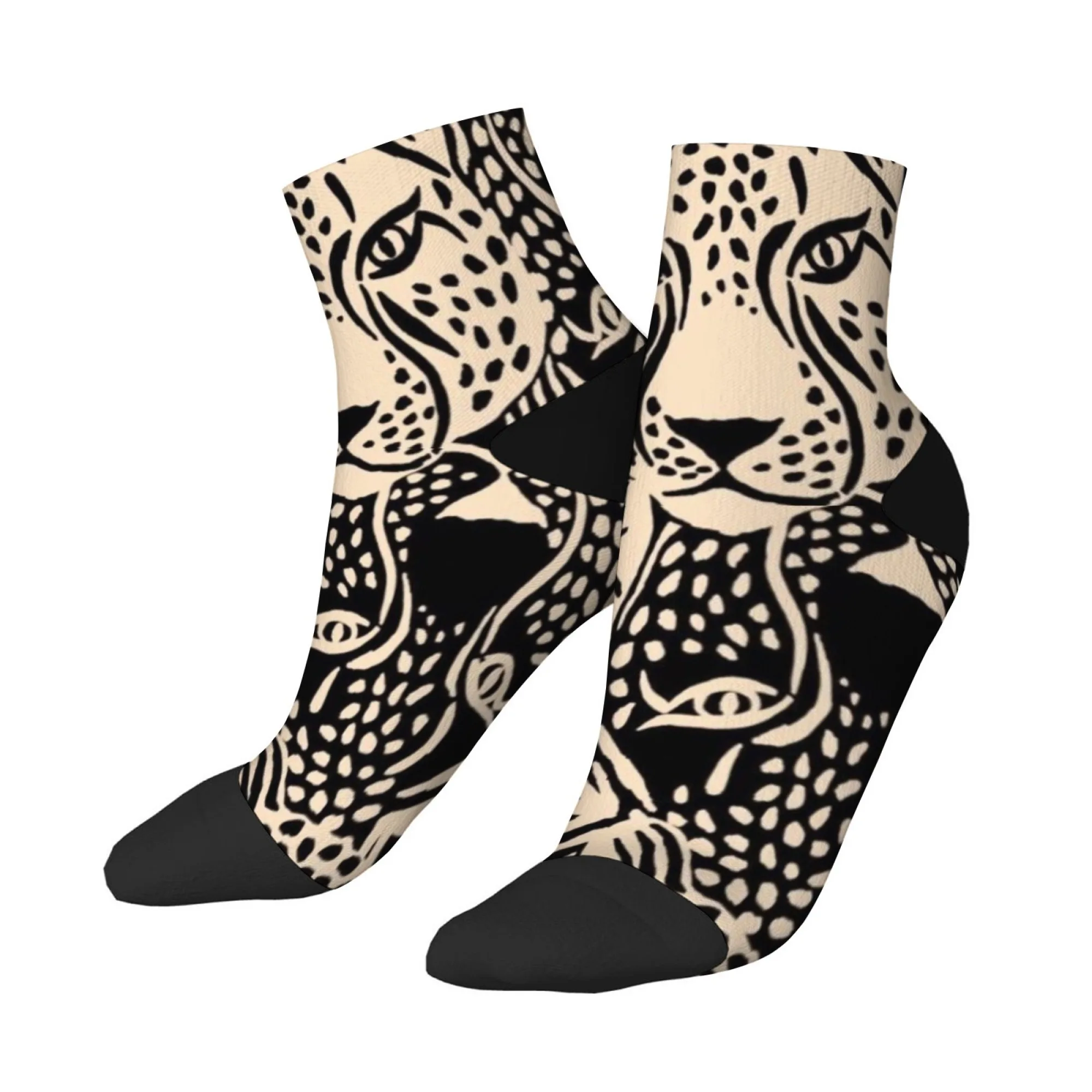 

Fierce leopard print style men's short socks Novelty funny Crazy compression socks soft comfortable casual hip hop Fashionable