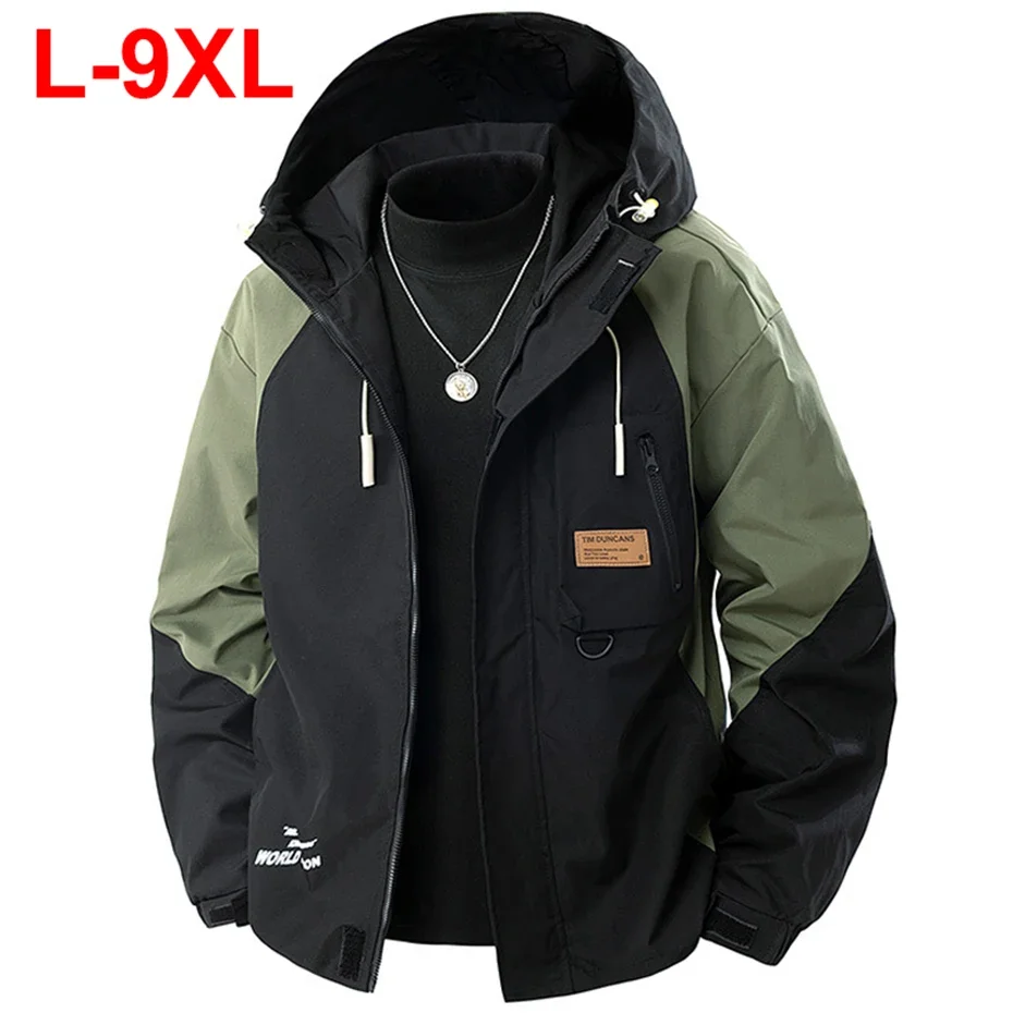

9XL Plus Size Men Jackets Hooded Windbreaker Spring Autumn Loose Casual Jackets for Male Big Size 7XL 8XL Outwear