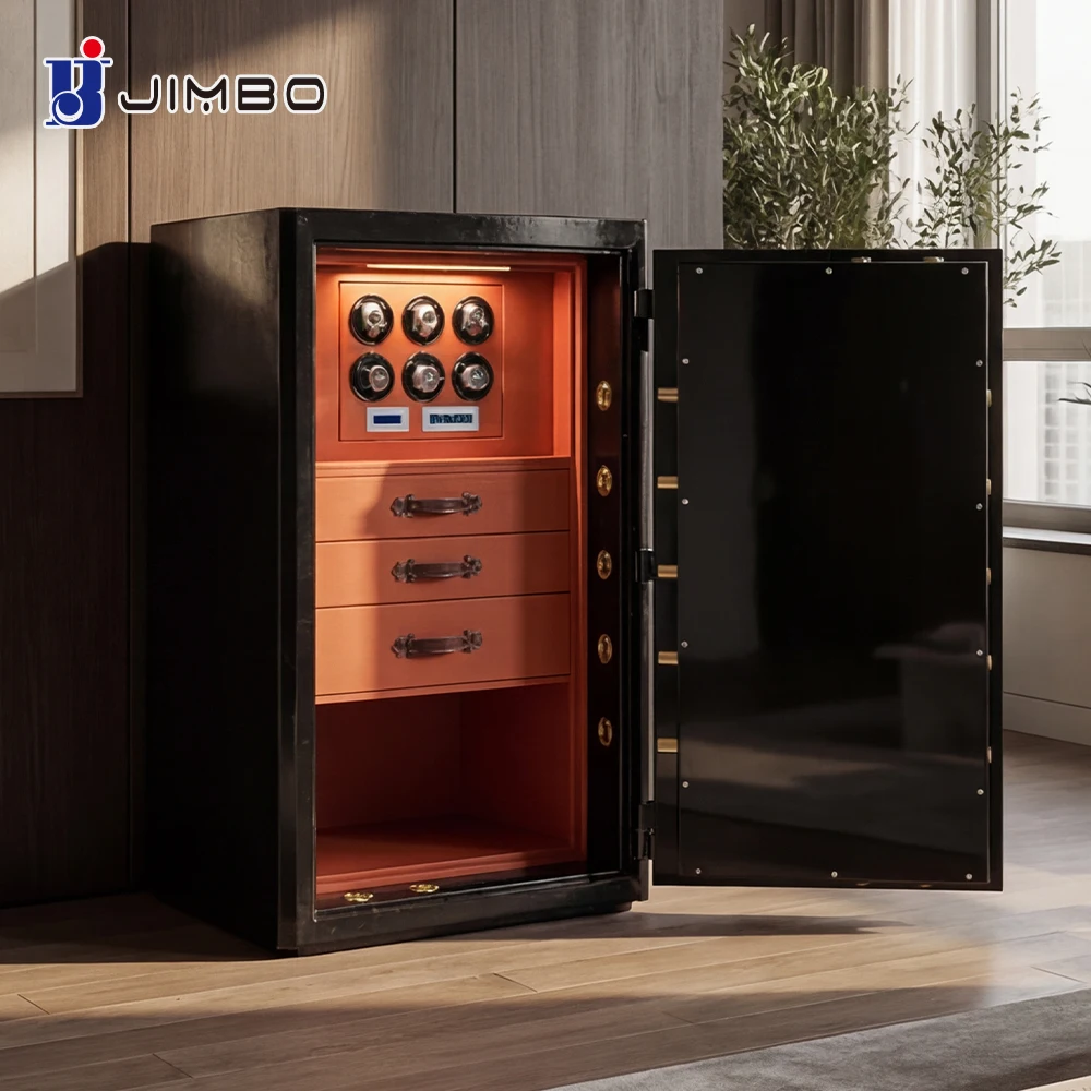 Black Automatic Watch Winder Safe 6 Slots Luxury Watch Winder Display Security Cabinet For Home
