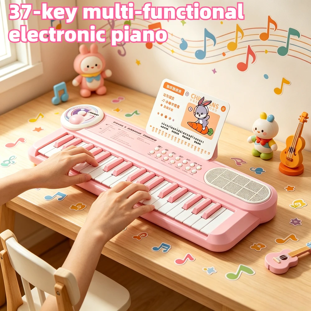 37 Key Electronic Keyboard Beginner Friendly Zero Level Learning Multi Functional Small Piano Music Instrument Toy