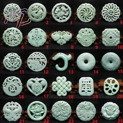 Jade Double Sided Hollow Dragon Flower Pendant Necklace Accessories Jewelry Amulets Green Gifts Women Natural Carved Real Charms