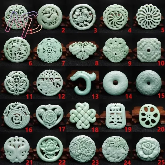 Jadeitowy dwustronny pusty smok wisiorek kwiatowy naszyjnik akcesoria biżuteria amulety zielone prezenty kobiety naturalne rzeźbione prawdziwe amulety