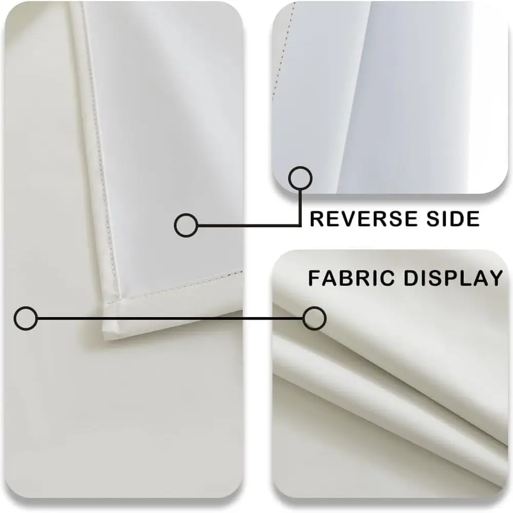 NFPA701 Konform feuerbeständig, fluorfrei, 100 % Verdunkelungsvorhänge, 52 x 96 Zoll, 2 Paneele, Weiß