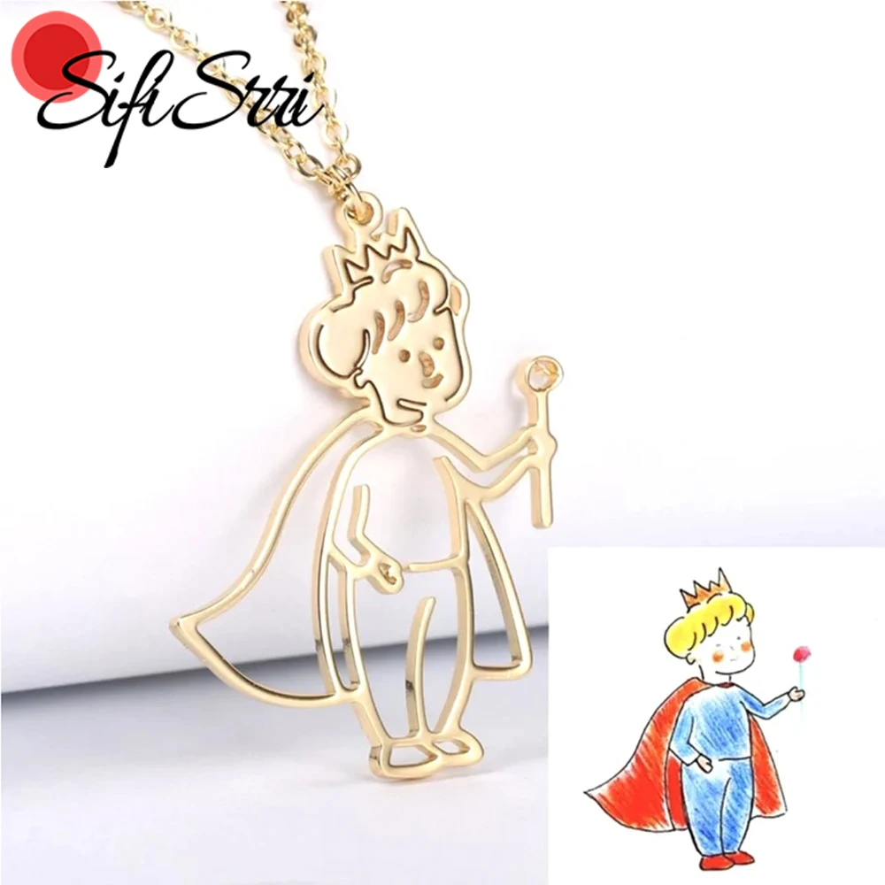 Sifisrri Personalized Custom Children's Drawing Necklace Stainless Steel Choker For Women Men Kid's Art Logo Design Jewerly Gift