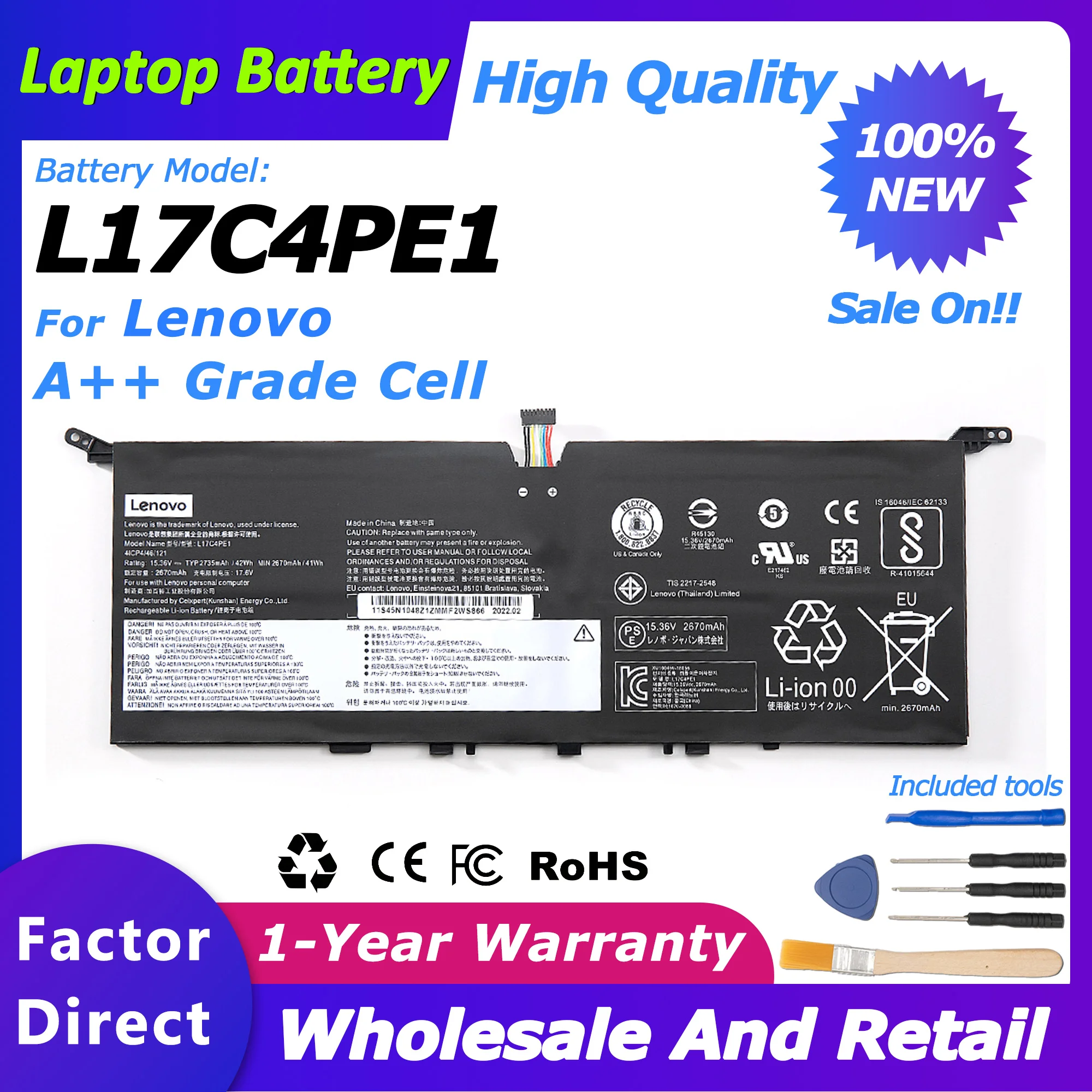 

L17C4PE1 New L17M4PE1 Laptop Battery For Lenovo YOGA S730-13IWL IdeaPad 730S/730S-13IWL Series 2965mah