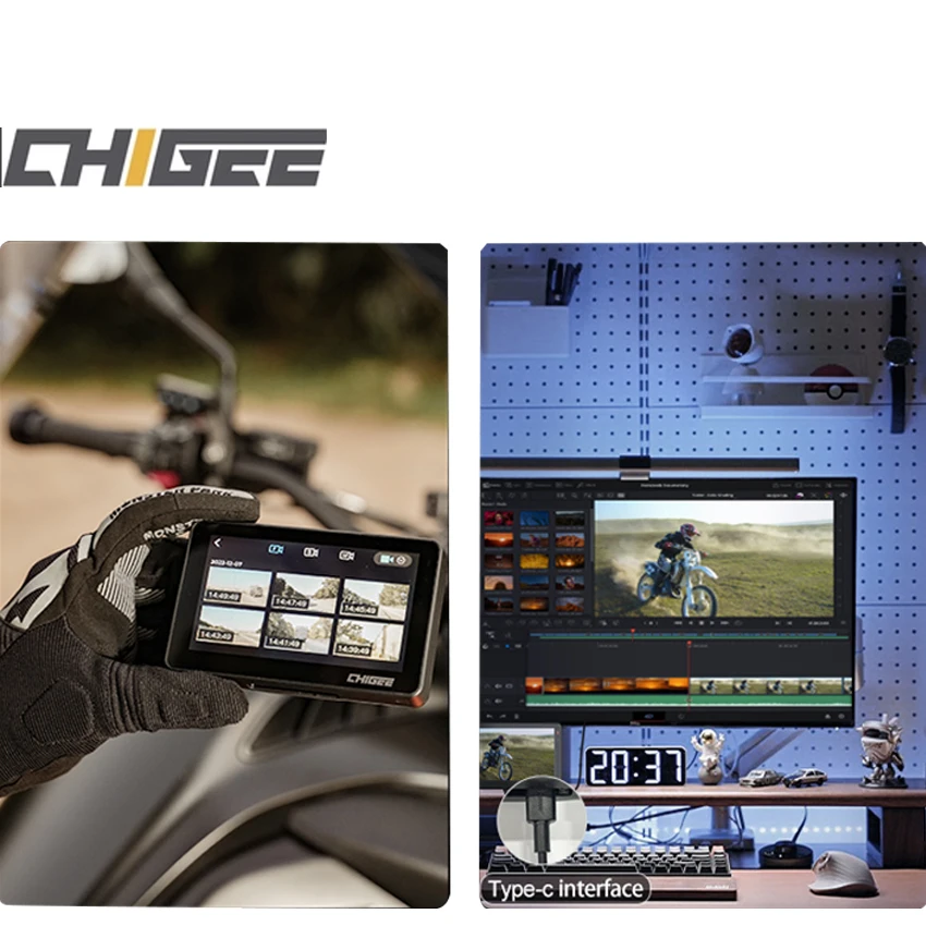 CHIGEE 4,3 Polegadas Câmera Tripla Tela Ip67 Navegador À Prova D 'Água Carplay Para Motocicleta Portátil