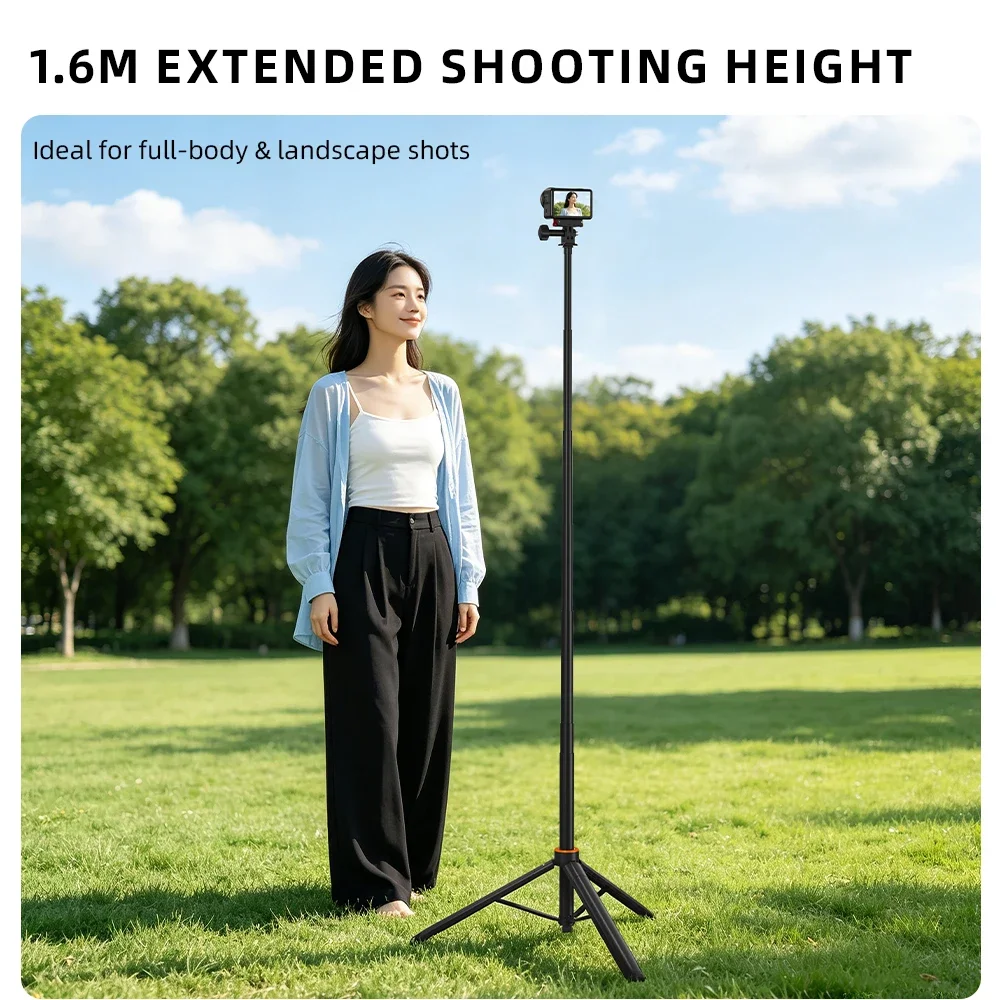 Flymile Ein-Klick-Aufklapp-Stativ für DJI Pocket 4/4P/3/Insta360 X6/Gopro Kamera, 1,6 m verstellbarer Selfie-Stick für Vlgo-Video. – Detail 9