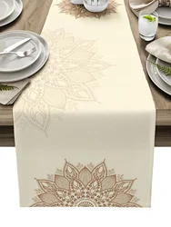 Bohemia Mandala Flowers Linen Table Runners Dresser Scarves Table Decor Farmhouse Dining Table Runners Holiday Party Decorations