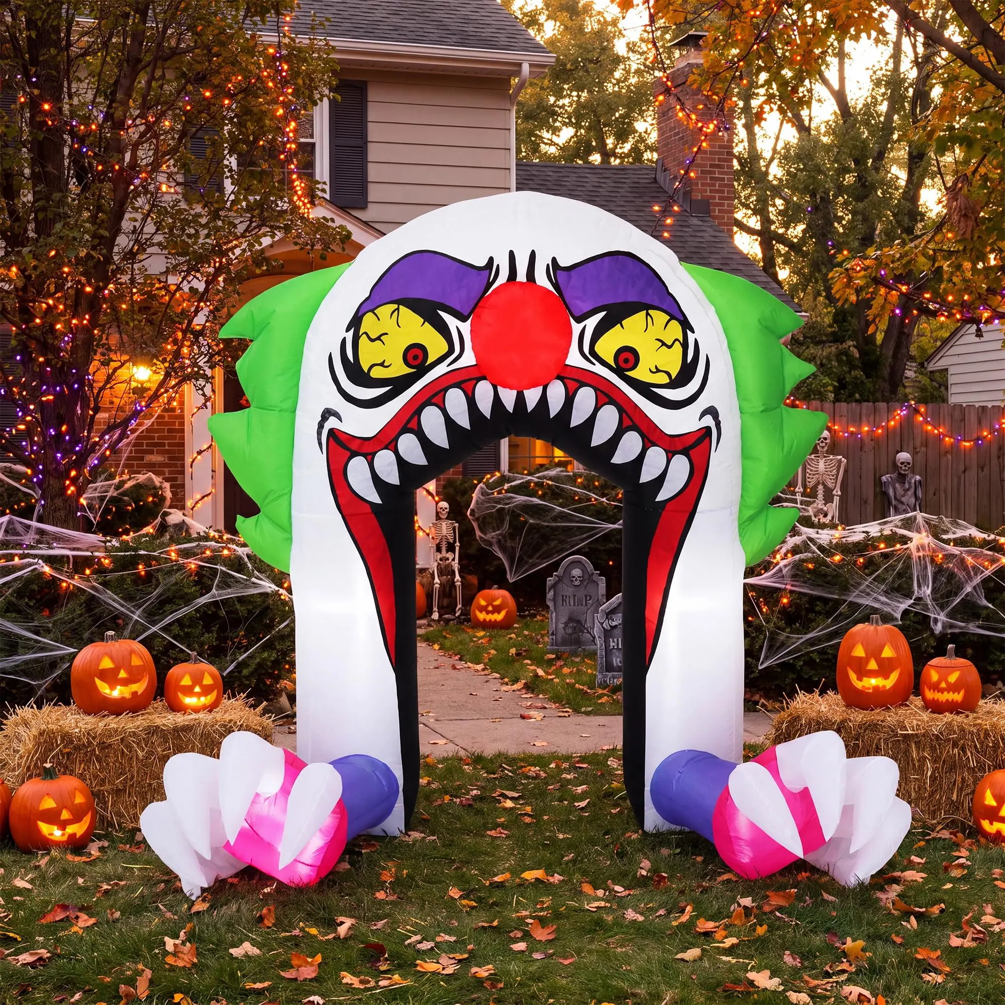 Outdoor Lighting Ideas For Party - Arco inflable de payaso de Halloween