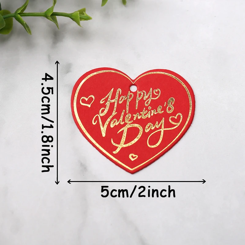 100pcs Bronzing Heart Happy Valentine Days Tags Garment Gift Flower Hanger Tag Paper  Valentines Pendant Party Supply