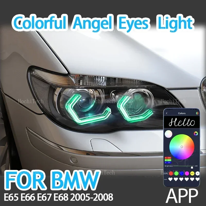 

RGB Multi-colored App control M4 Style LED Headlight Angel Eyes Bulb Ring Lamp for BMW 7 series E65 E66 E67 E68 2001-2008