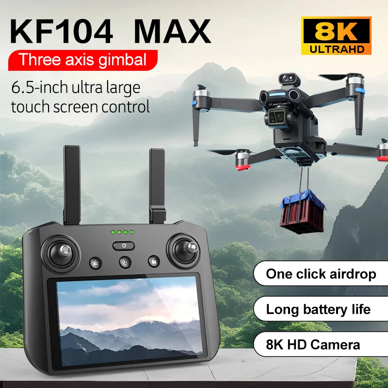 KF104 Drone Professionnel Aircraft GPS 2 Cameras Obstacle Avoidance Long Range 40mins Flight Time Drone KF104 With Screen Remote