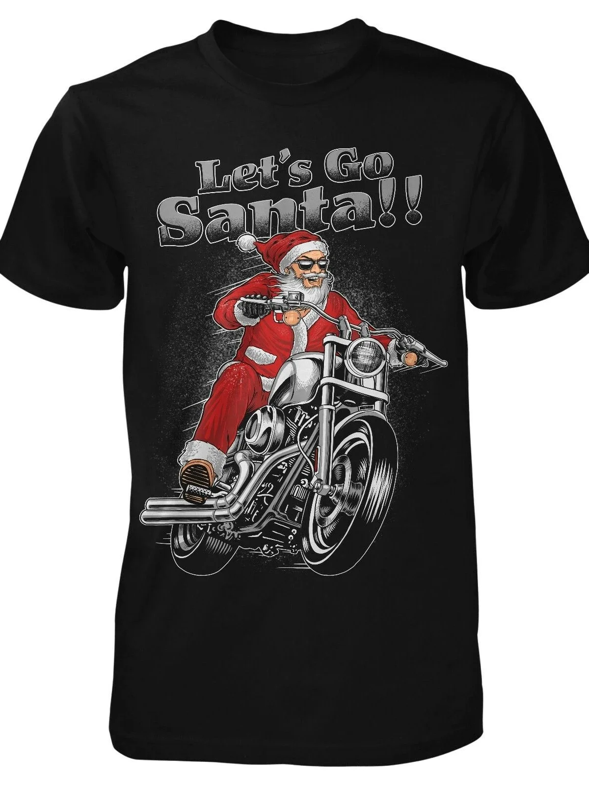 Lets Go Santa. Santa Claus Chopper Motorcycle Christmas T Shirt. New 100% Cotton Short Sleeve O-Neck Casual T-shirts Size S-3XL