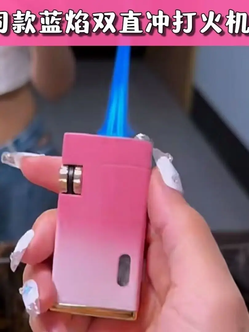 

Punch Double Fire Blue Flame High Temperature Windproof Creative Personalized Grinding Wheel Metal Lighter Customized Gift