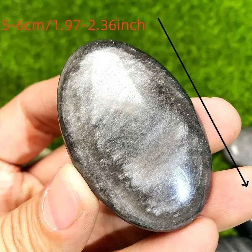 Real Obsidian Silver And Golden Gem Gold Sheen Palm Stone Oval Toy Hot Compress Crystal Gemstone For FengShui Healing Meditation