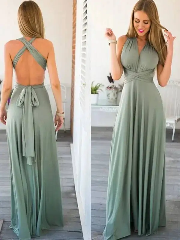 Seksowna Sukienka Maxi Boho z Wieloma Sposobami Noszenia, Czerwona Sukienka Bandage na Imprezę, Sukienka Druhny, Sukienka Infinity Robe Longue Femme