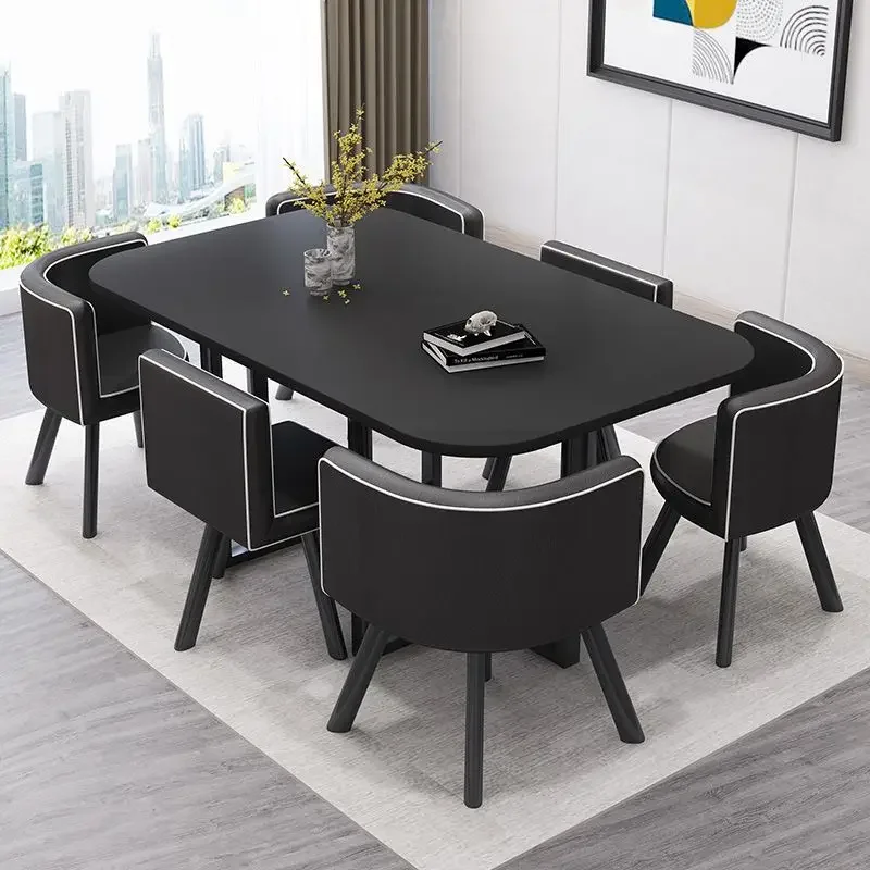 Simple reception table and chair combination negotiation table store meeting table and chair office leisure rectangular