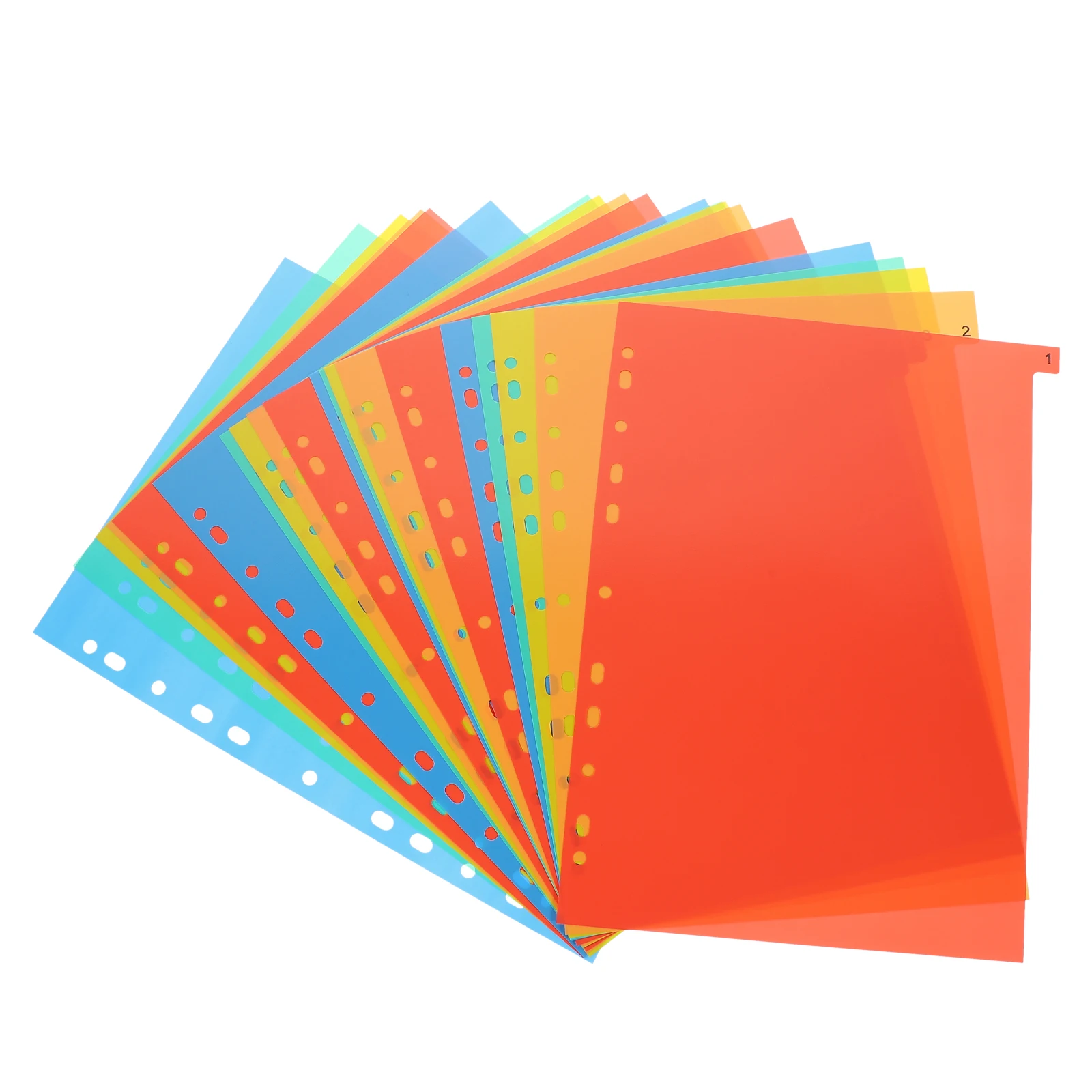 

20 Sheets A4 11 Holes Index Page Binder Dividers Loose Leaf Folder File Notebook Organizer Colored Plastic Separators
