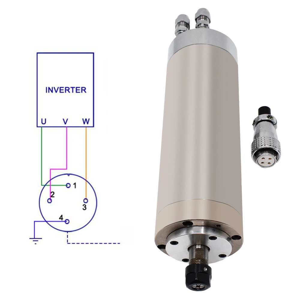 4.5kw ER25 220/380V  6HP 1.78 NM Water-cooled Spindle Motor of 125*298 MM size  high speed 24000rpm for CNC  Working