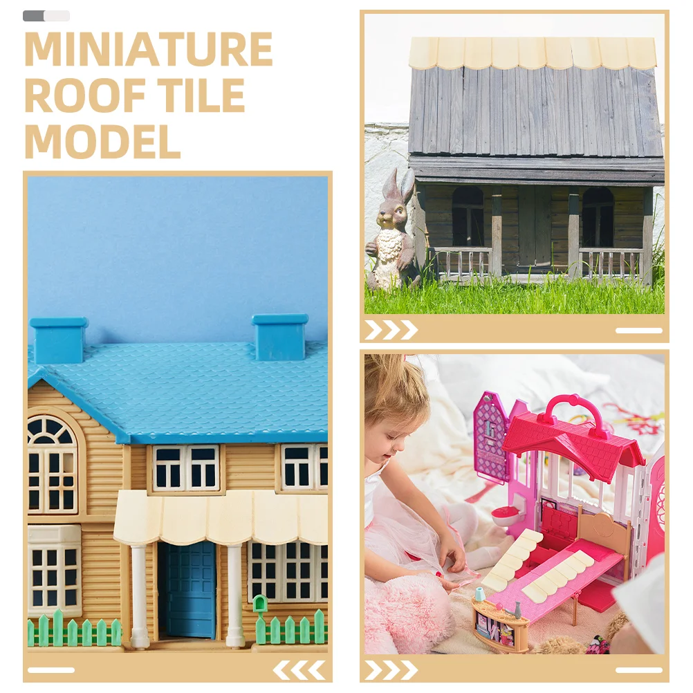 24 Pcs Dollhouse Tiles Tiny Miniatures Photo Prop Furniture Dolls Supplies Accessories Roof Model Wood Birch Living Room