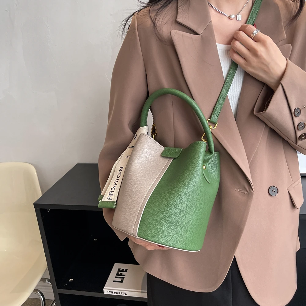 Hifashion Top Handle Small Tote Bucket Bags For Women 2024 Trend Luxury Designer Leather Handbags Ladies Shoulder Crossbody Bags