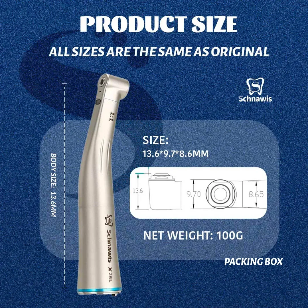 Dental Contra Angle Handpiece 1:1 Direct Drive Speed Fiber Optic Dentistry Low Speed Handpiece Fit E Type Electric Micromotor