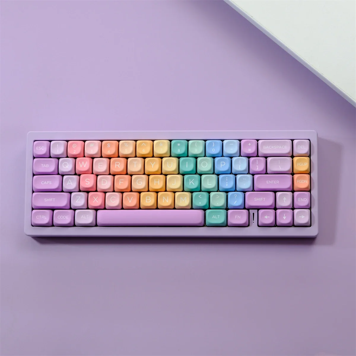 

Gradient Color Soft Candy 126 Keys PBT Keycaps Five-sided Sublimation MOA Profile Keycaps For MX Switches Mechanical Keyboard