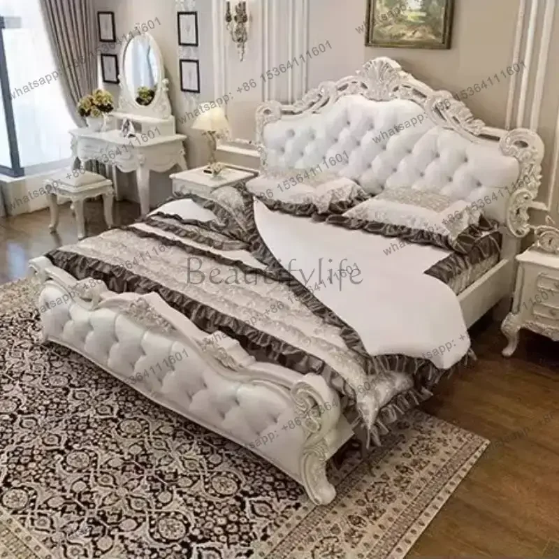 Accessories Bedrooms Luxury Bed Decoration Set Style Double Frames Bed Household Luxury Wood Letto Matrimoniale Furniture Home