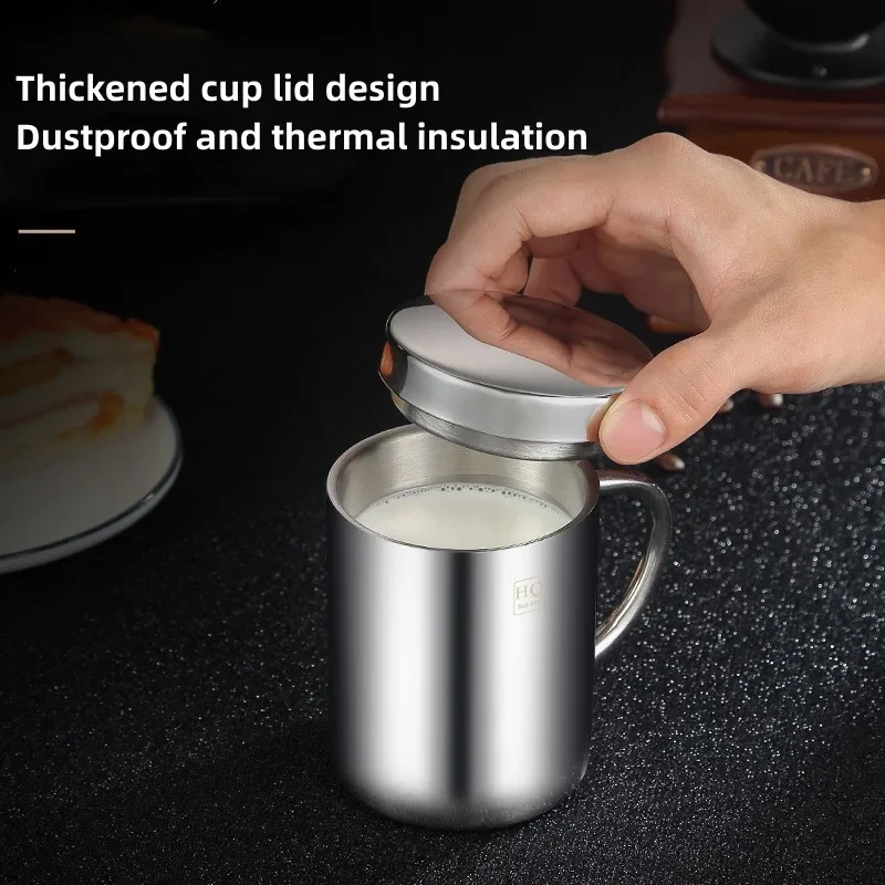 304 Stainless Steel Mug Cup Double Layer Anti-scalding Thermos Cup With Lip Coffee Tea Milk Beer Water Bottle Office Home Use