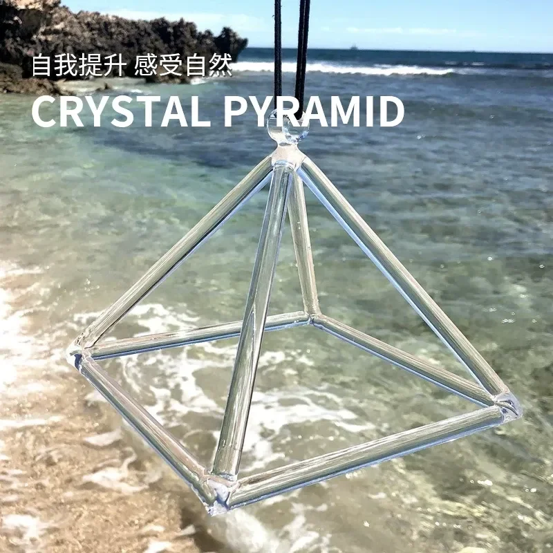 Crystal Pyramid Geometry Yoga Meditation Instrument Transparent Natural Crystal Degaussing Pyramid Tripod