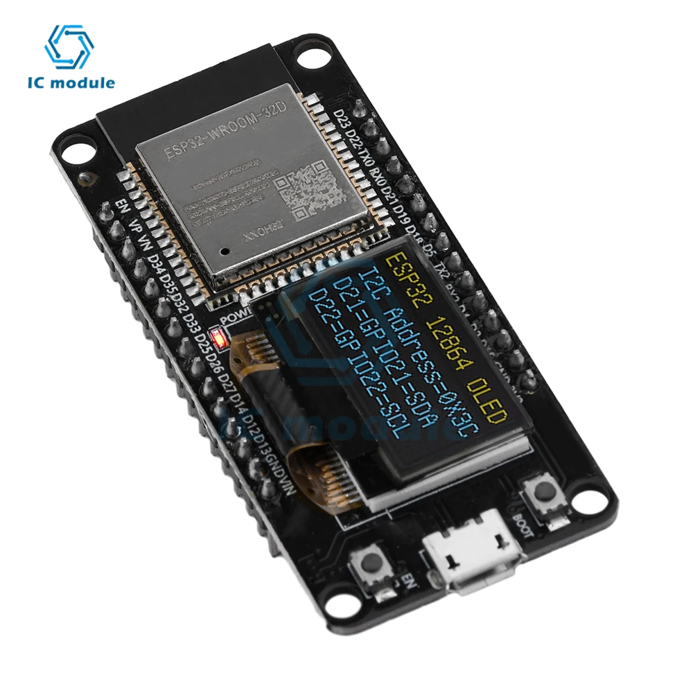 Imagem -03 - Módulo Esp32 Wifi Development Board Esp-wroom32d Ch340c 096 Tela Oled Tela Amarela e Azul 30pin